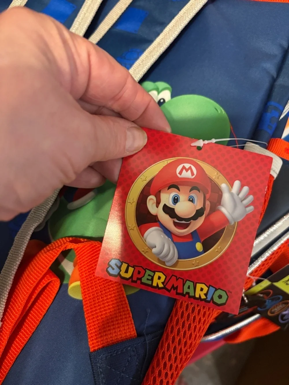 Nintendo Super Mario Backpack in Navy Blue with Red & Green Accents